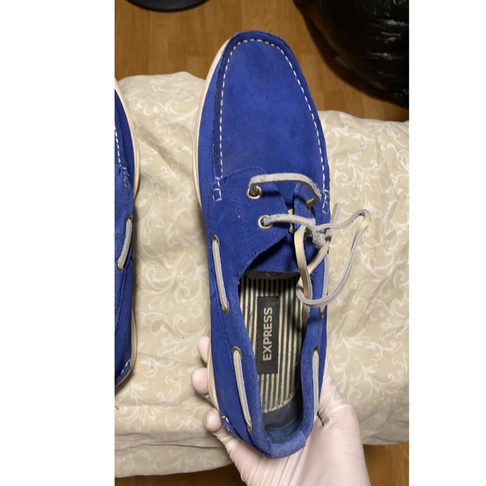 Express Mens Blue Suède Boat Shoe